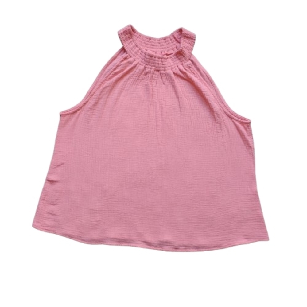 NEW Sleeveless Elastic‑Neck Cotton Top XXL Salmon